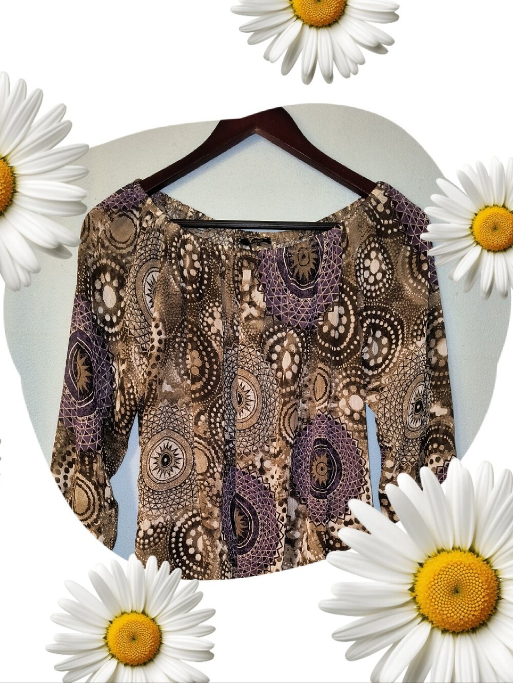 Talco Made in Italy Abstract Print Long Sleeve Blouse Women’s L